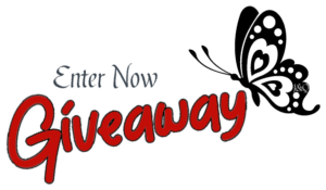 Enter Now Giveaway with a black butterfly with hearts in its wings and the J&Q in them